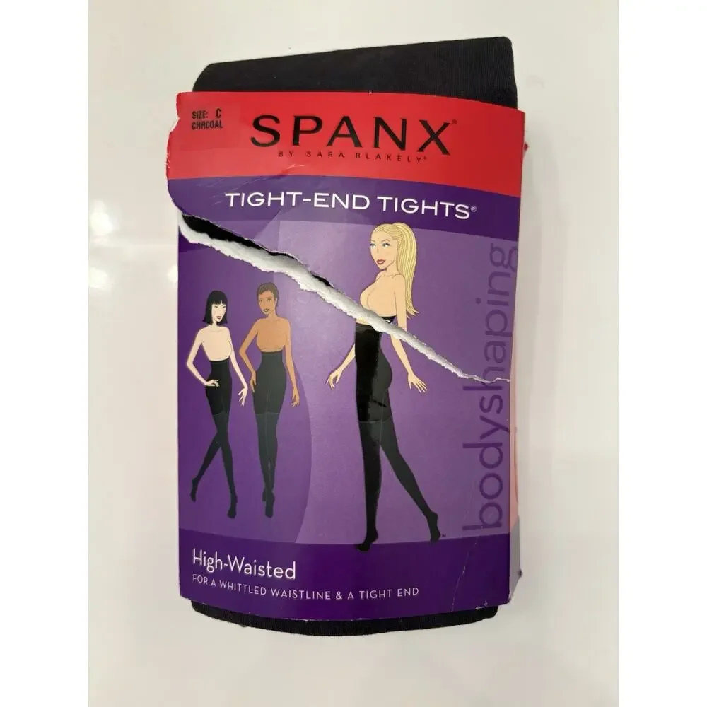 SPANX size C Charcoal High Waisted 70 Denier Opaque Shaping Tights Style167 NWT